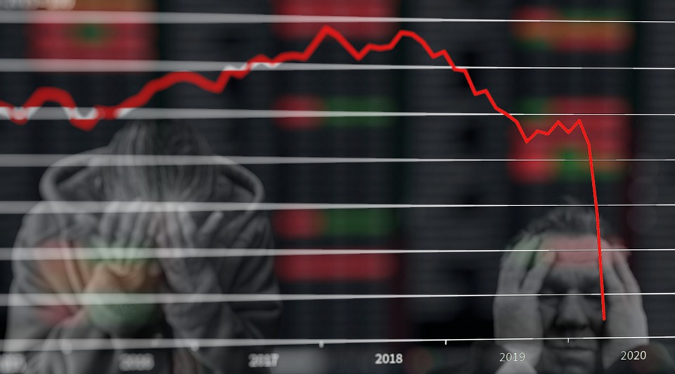 grafico cartesiano con indice in discesa