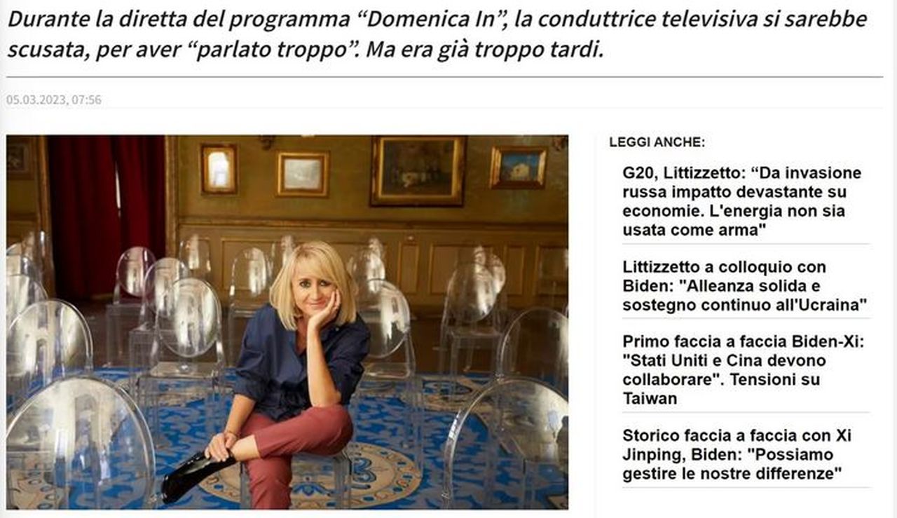 una foto di Luciana Littizzetto su un articolo del sito fake di RaiNews