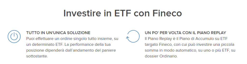 investire in etf con fineco