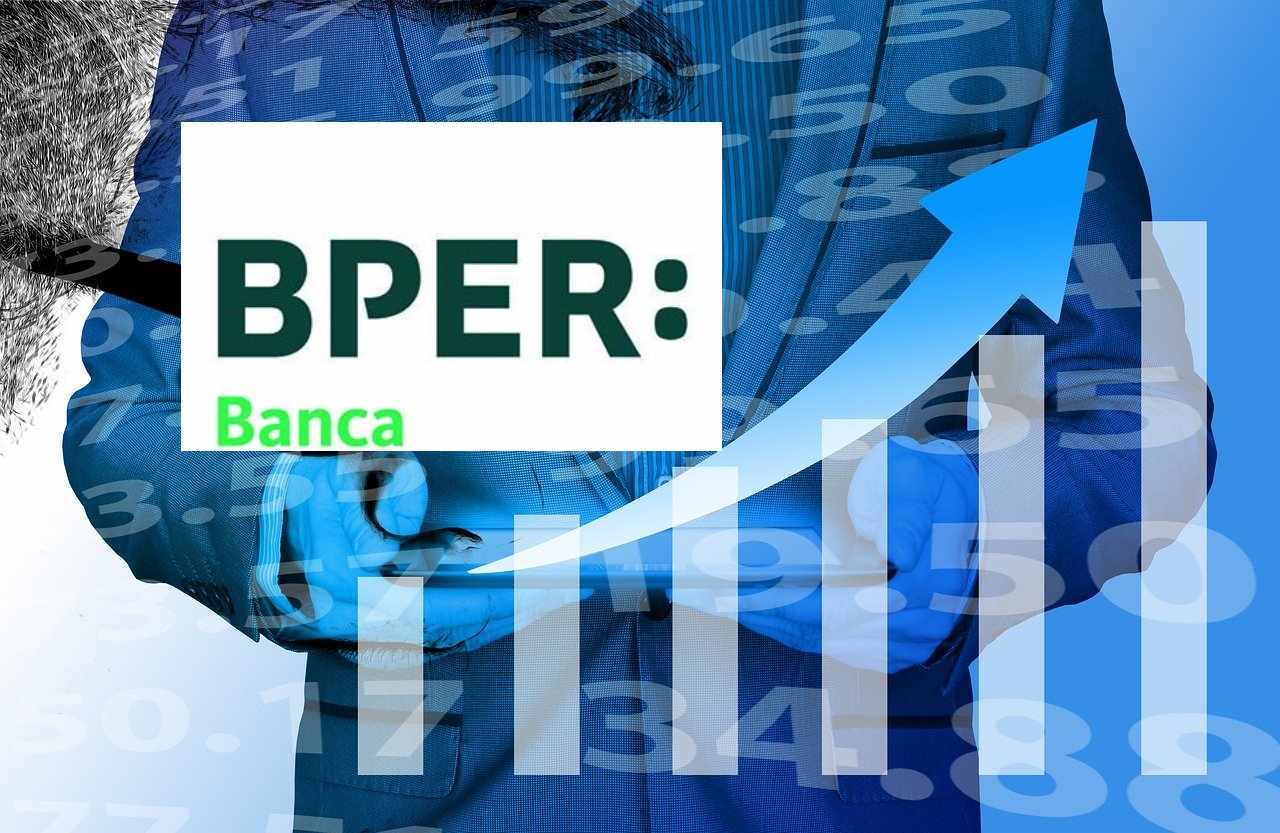 grafico rialzista e logo di BPER Banca