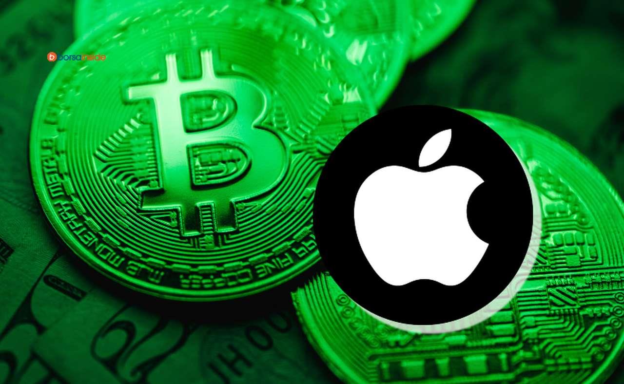 monete di Bitcoin e il logo di Apple