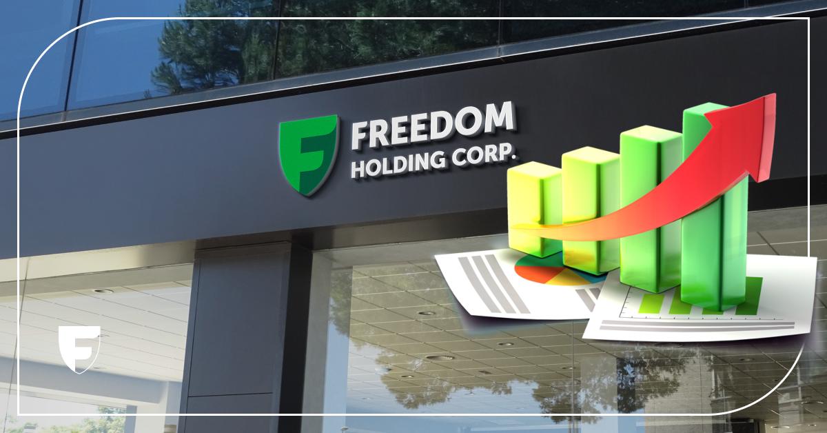 logo di freedom holding corp e grafico al rialzo