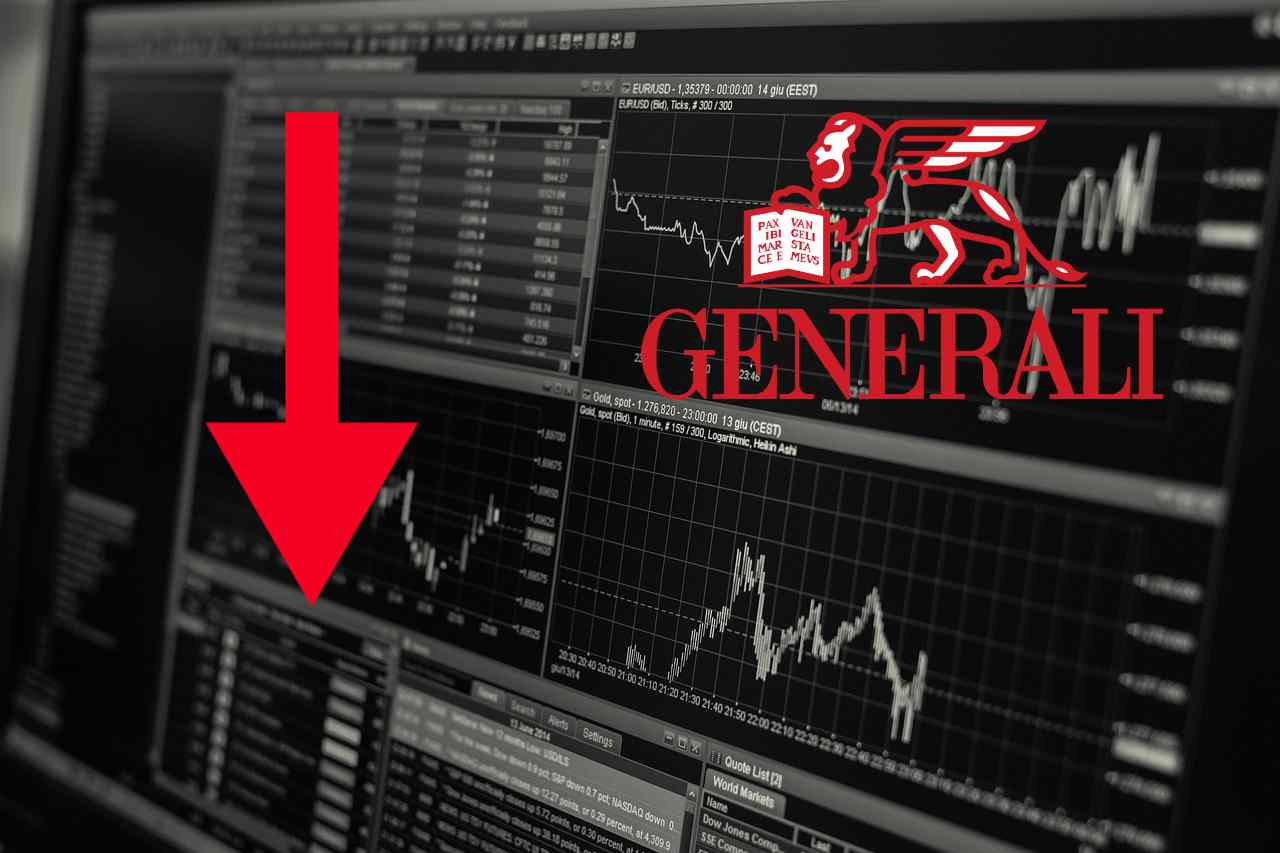 grafici di borsa e logo di Generali