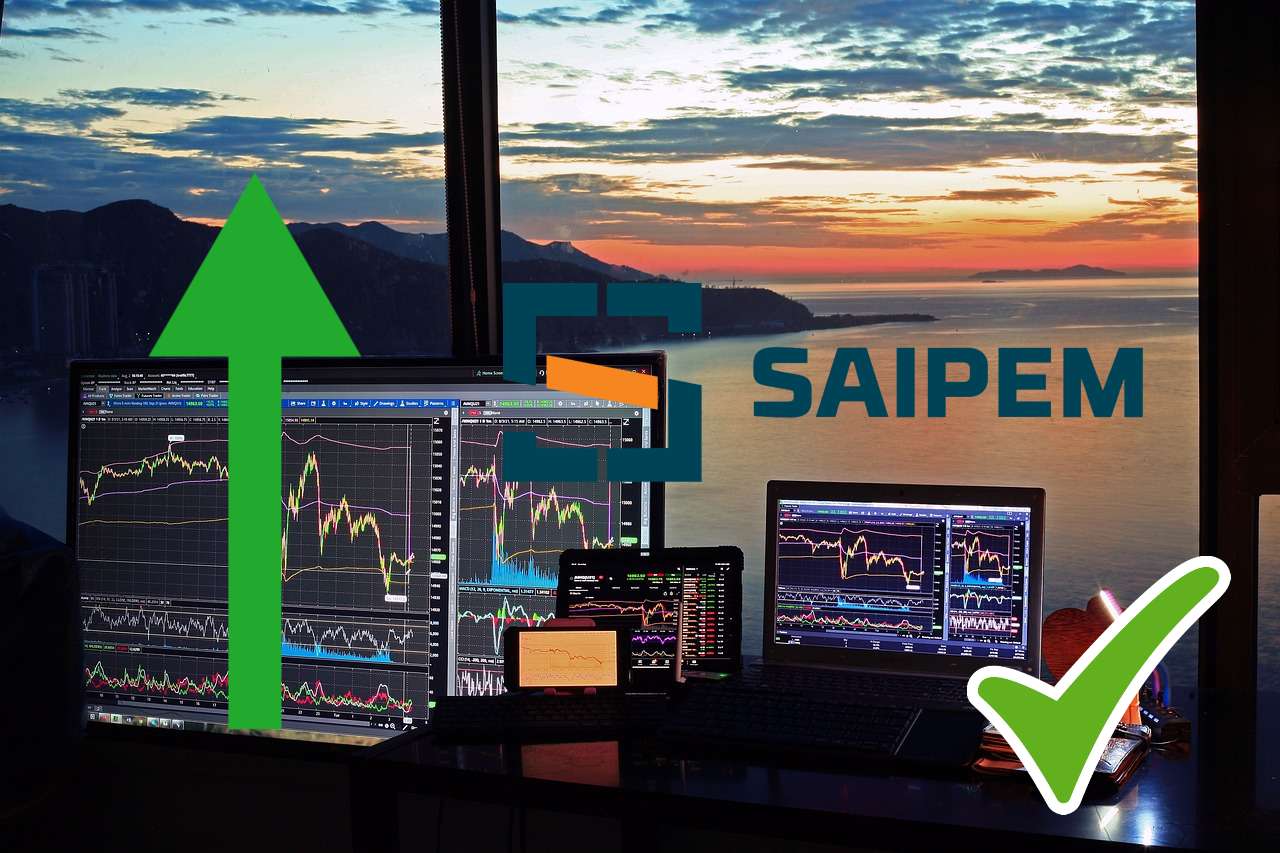 dispositivi di trading e logo di Saipem