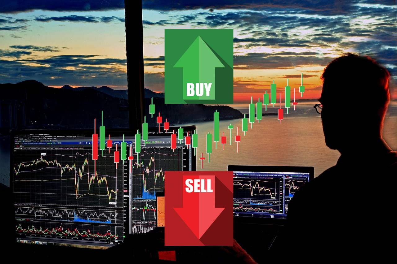 strumenti di trading e grafici a candele buy-sell