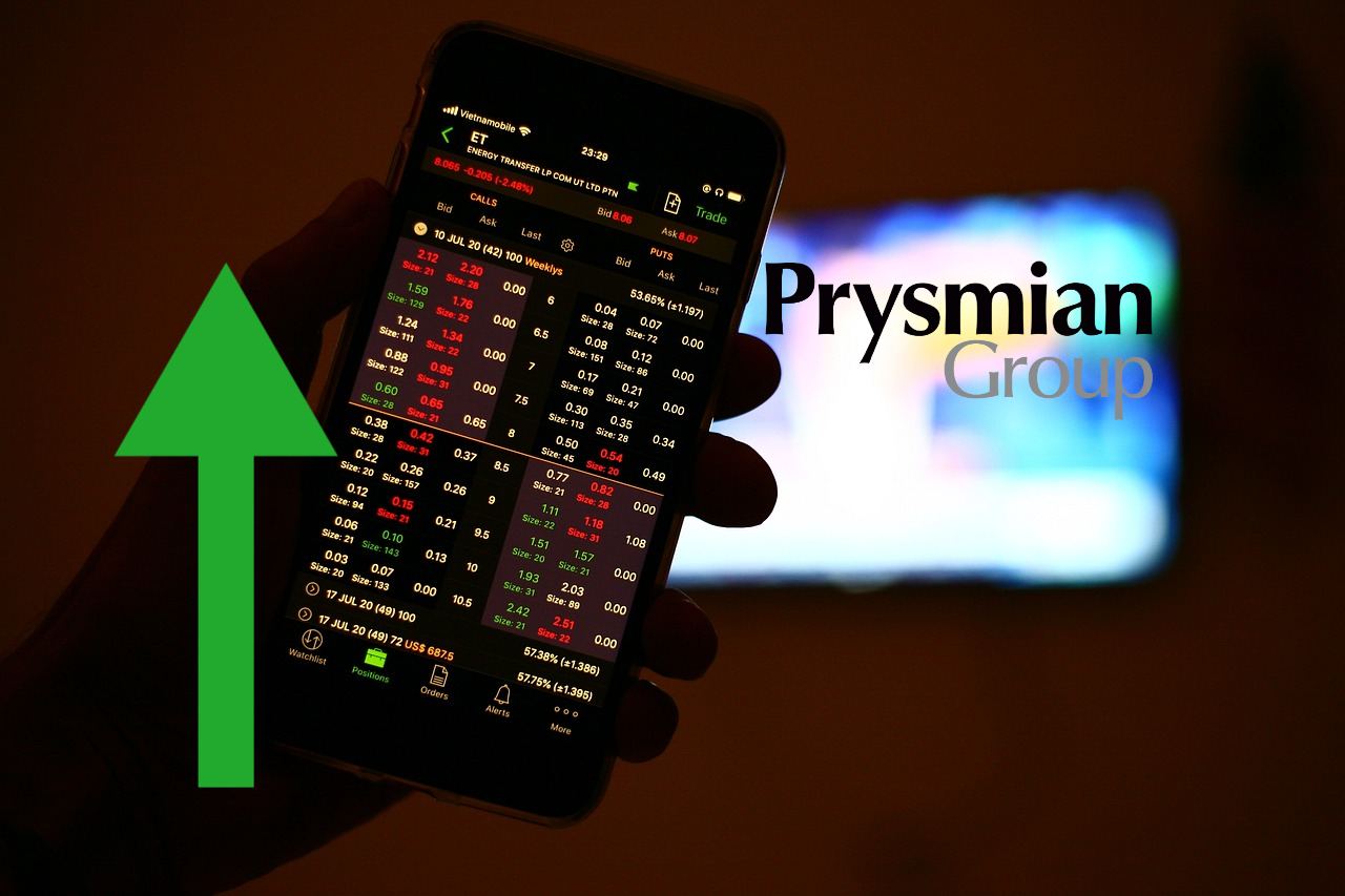 mobile trading con logo di Prysmian