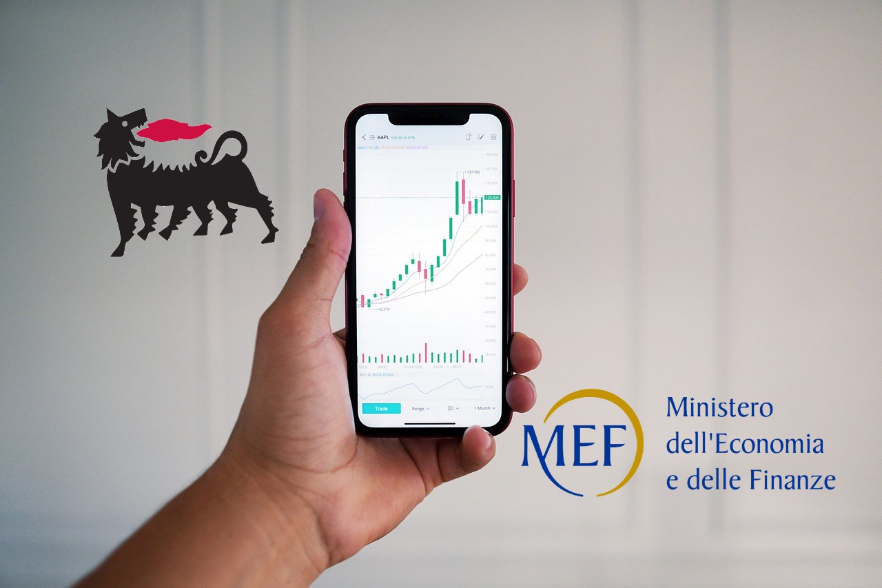 mobile trading e logo di Eni e del MEF