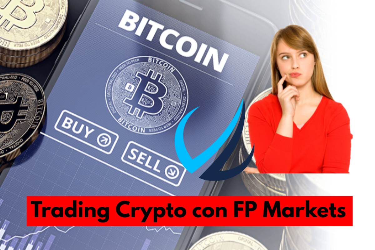 logo di FP Markets e sullo sfondo piattaforma trading