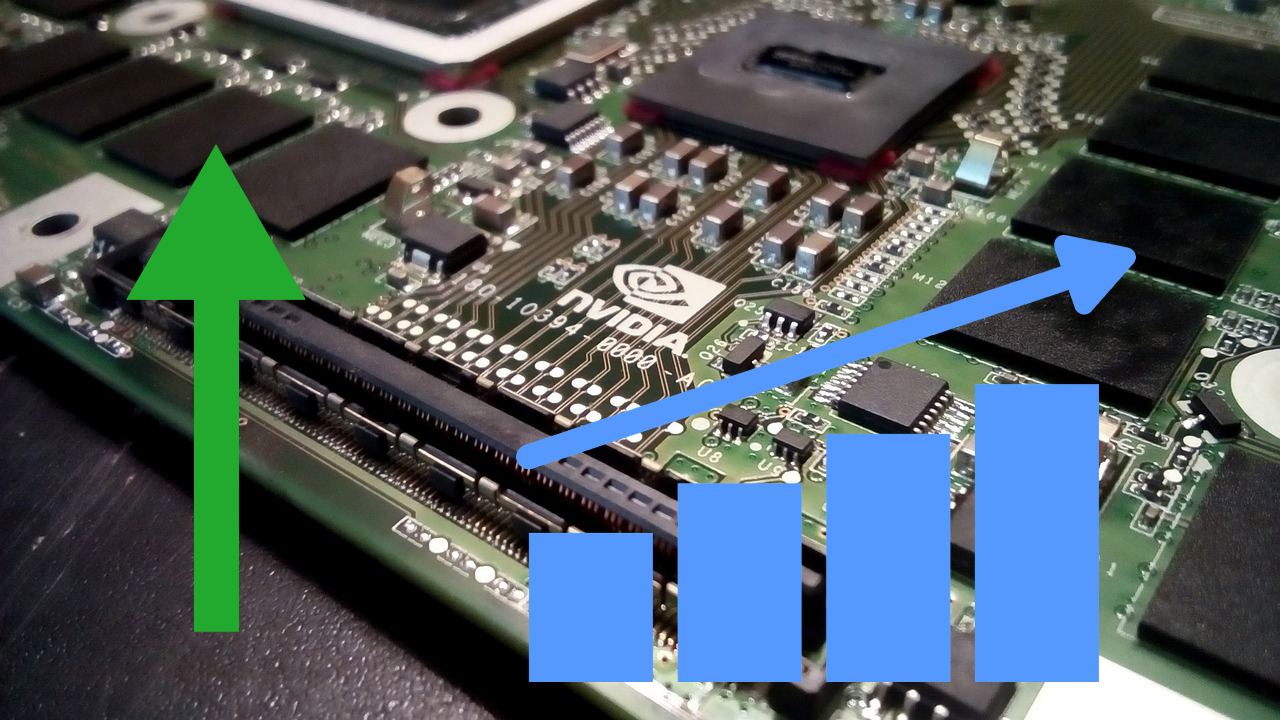 microchip Nvidia e grafico al rialzo