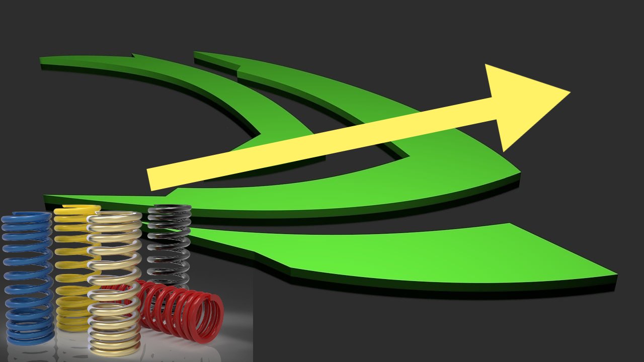 logo di Nvidia con molle a simboleggiare un rimbalzo