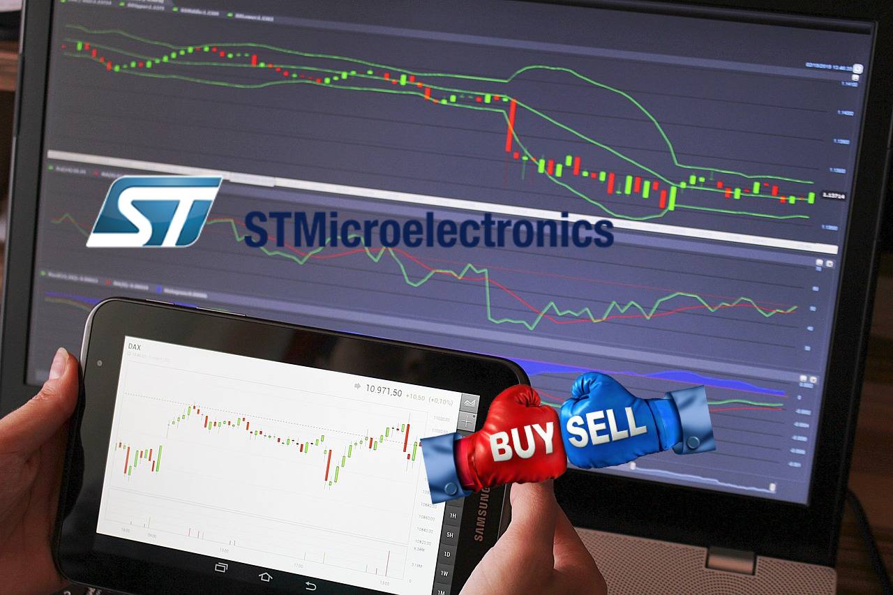 chart di trading con il logo di STM