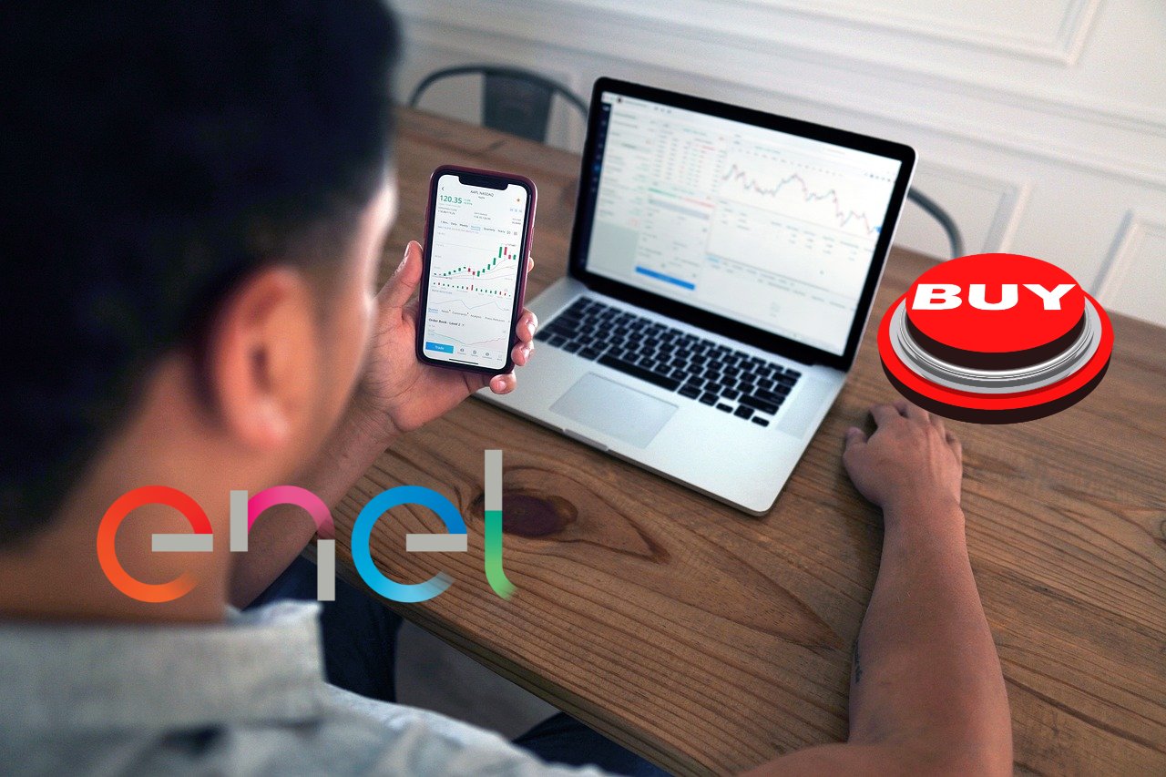 trader al lavoro con logo di Enel