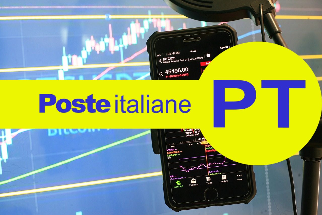 mobile trading e logo di Poste Italiane