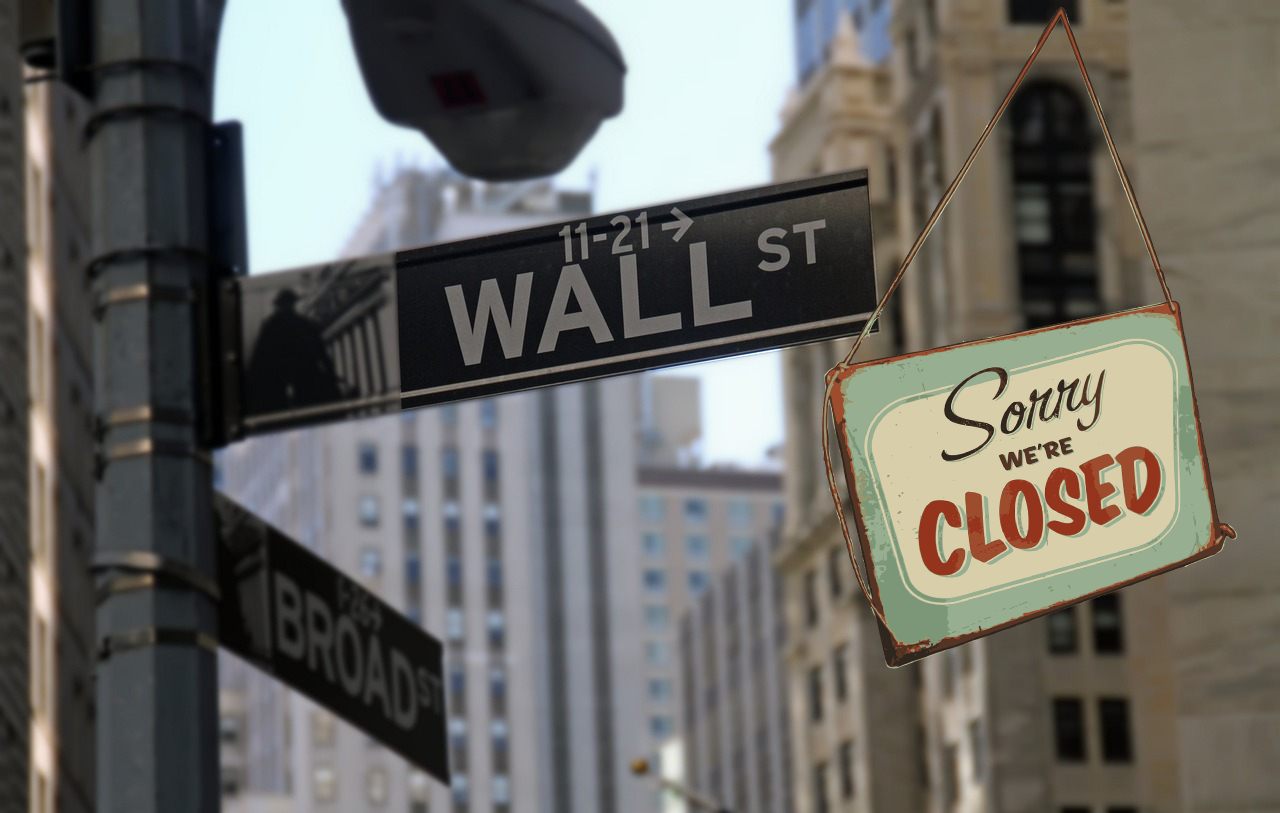 indicazioni per Wall Street con cartello "chiuso"