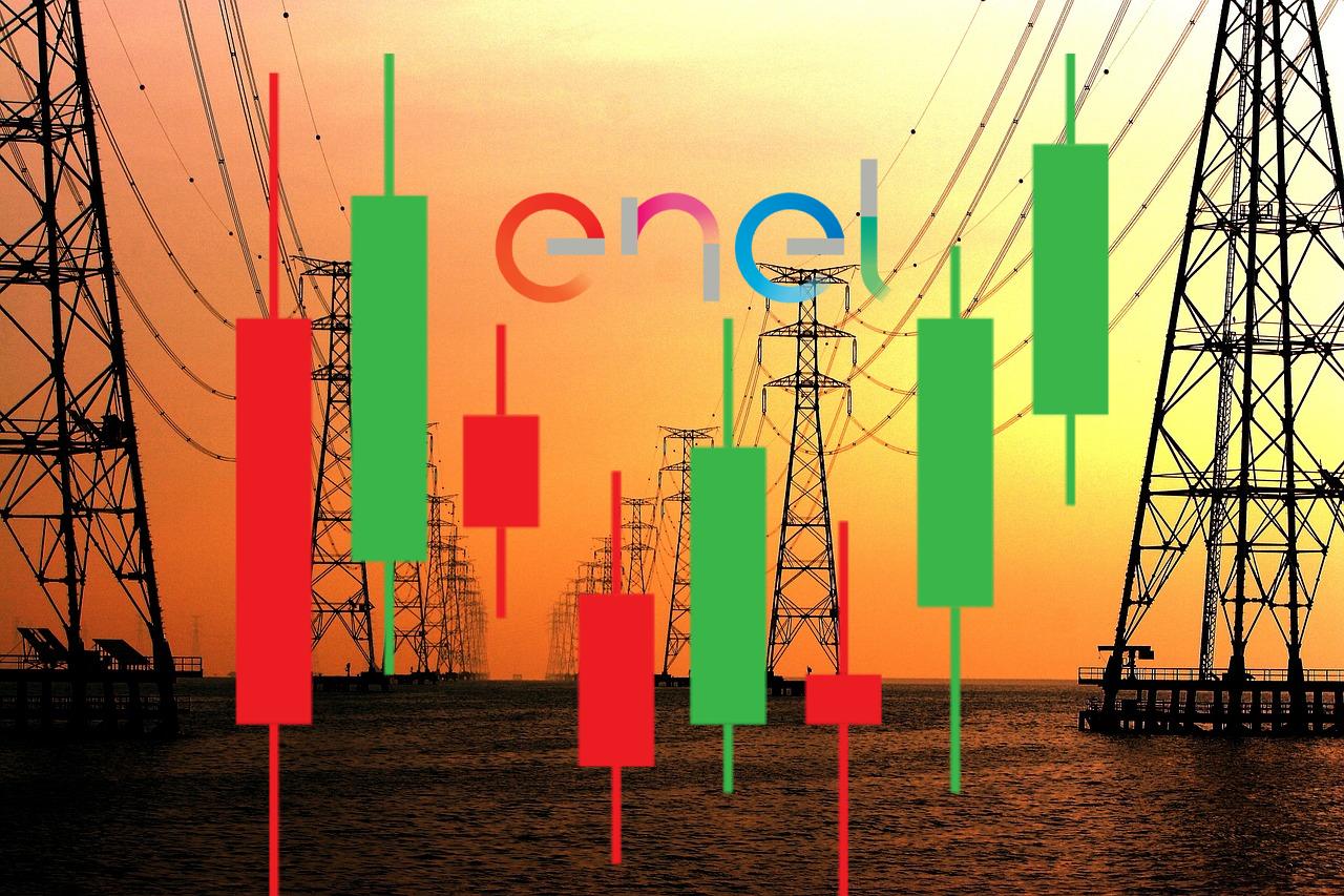 tralicci energia e logo di Enel