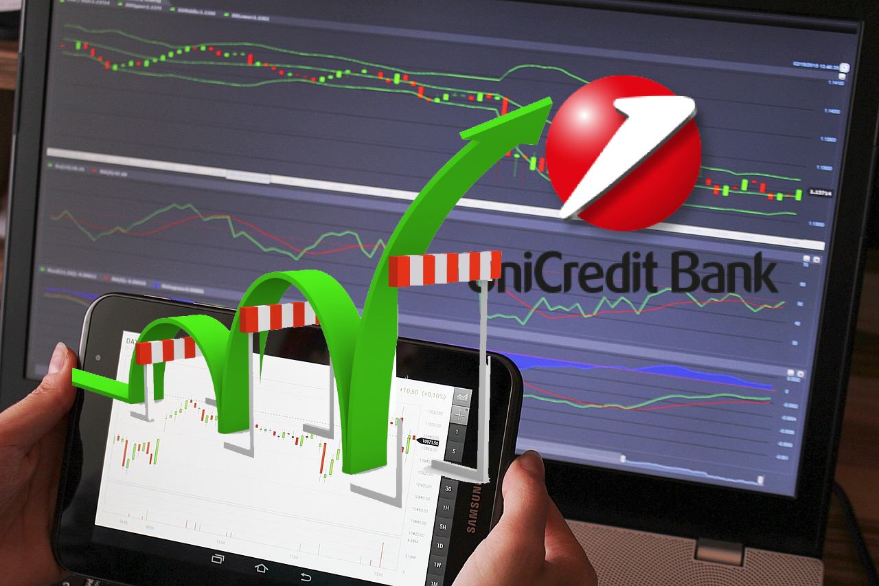 chart di trading con logo di Unicredit