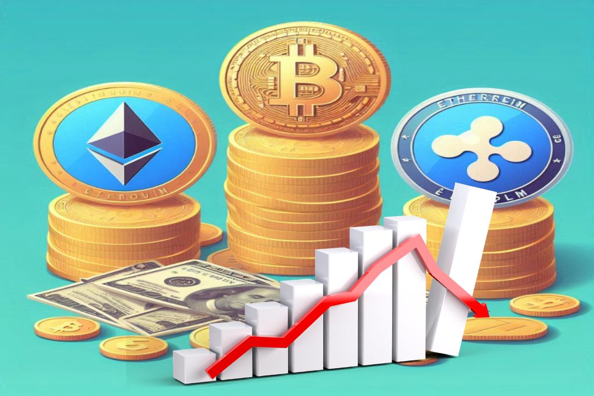 BTC, ETH e XRP con relative monete