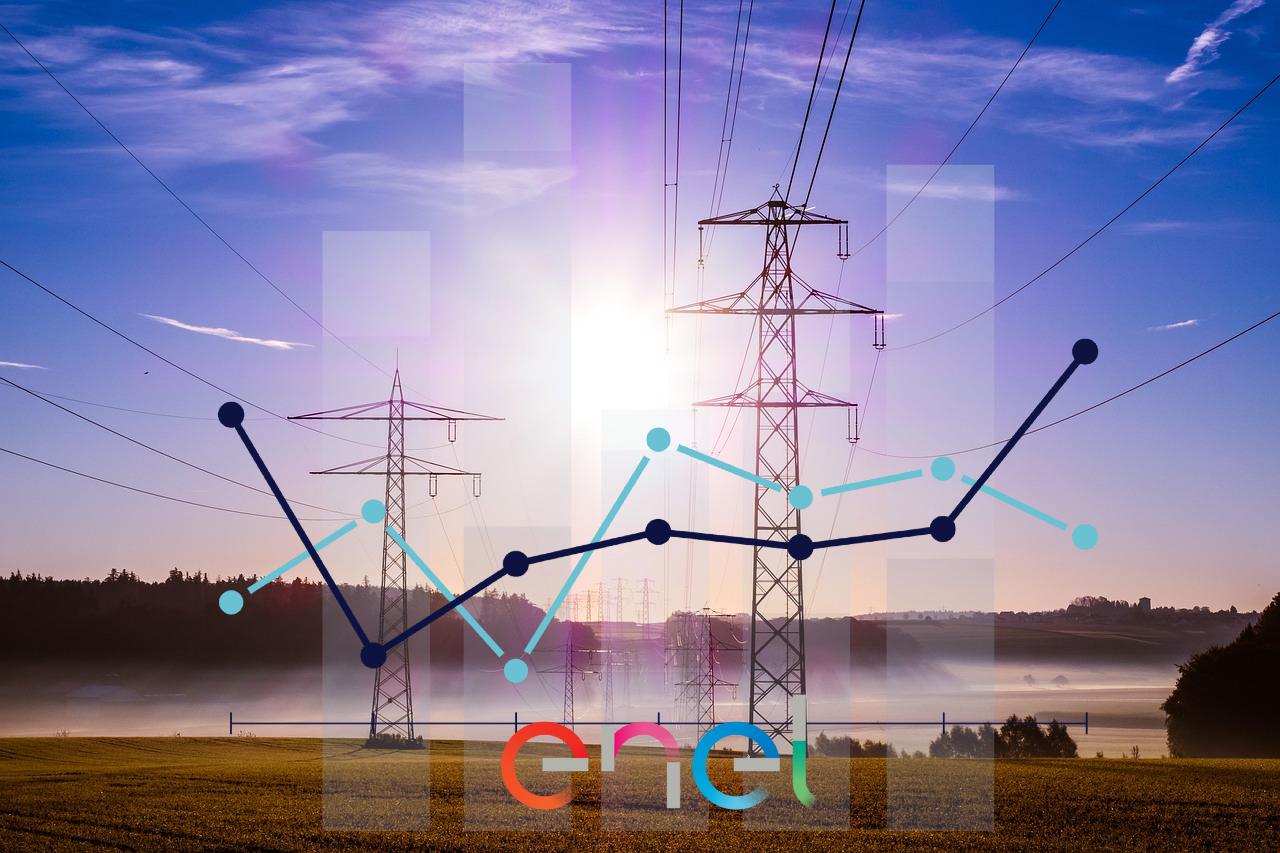 tralicci elettricità e logo di Enel