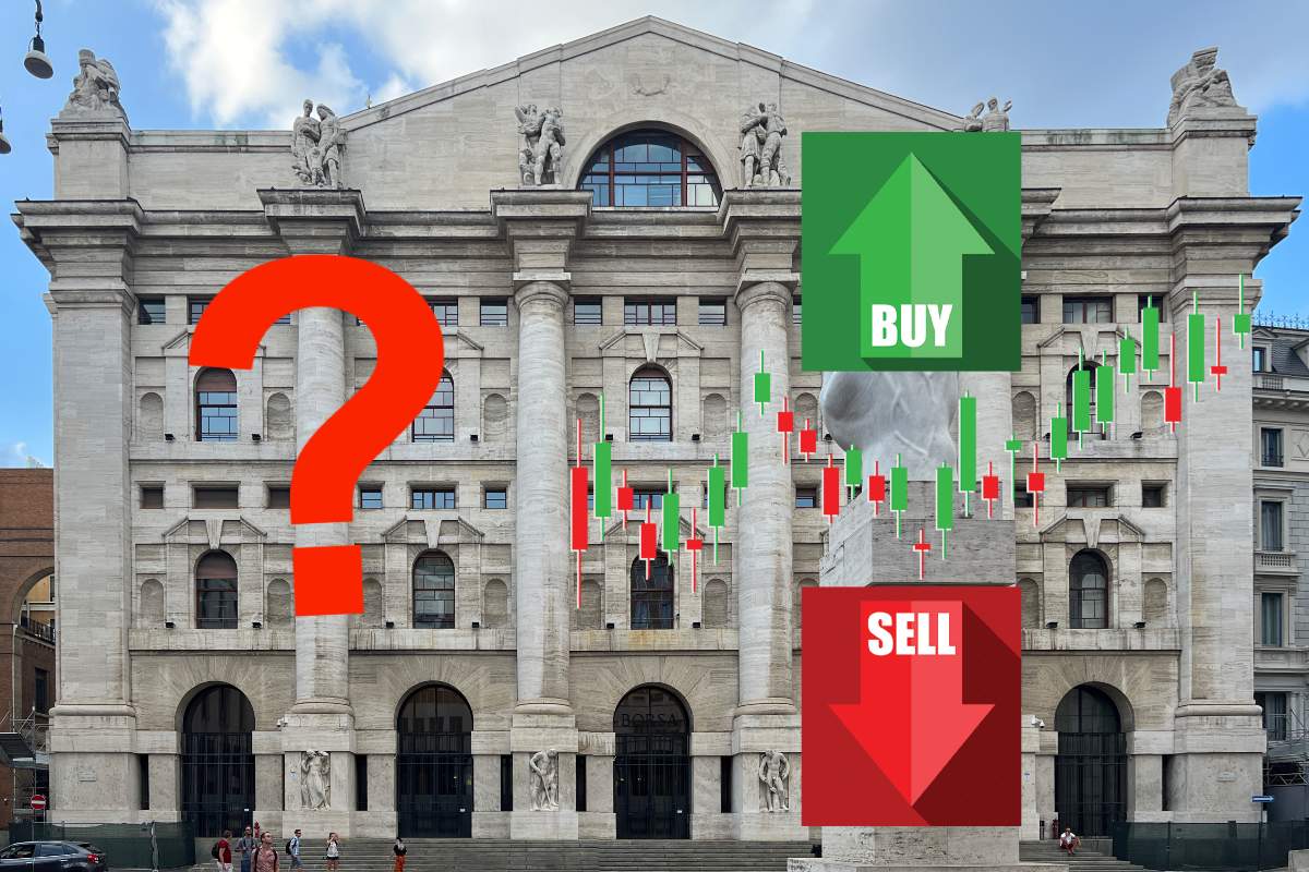 ingresso della borsa di Milano e grafico long/short