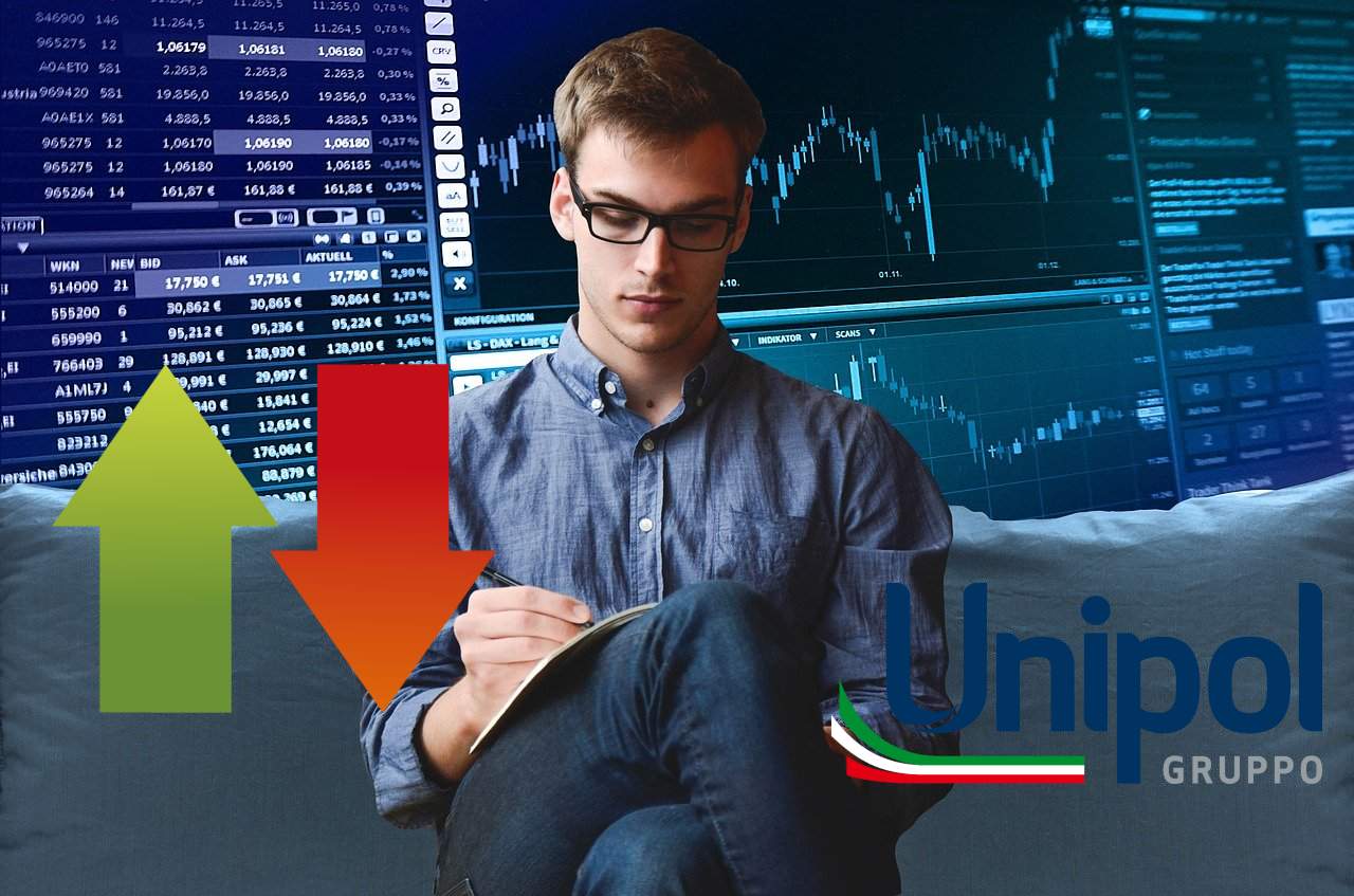 trader che analizza e logo di Unipol