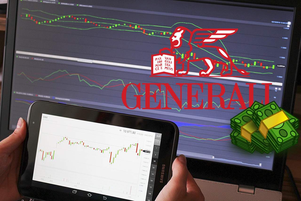 chart di trading e logo di Generali