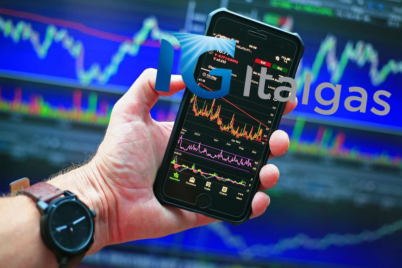 mobile trading e logo di Italgas