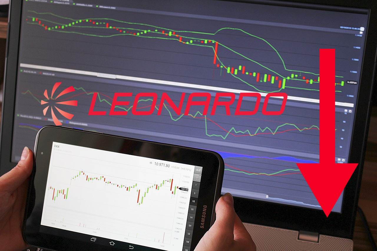 chart di trading e logo di Leonardo