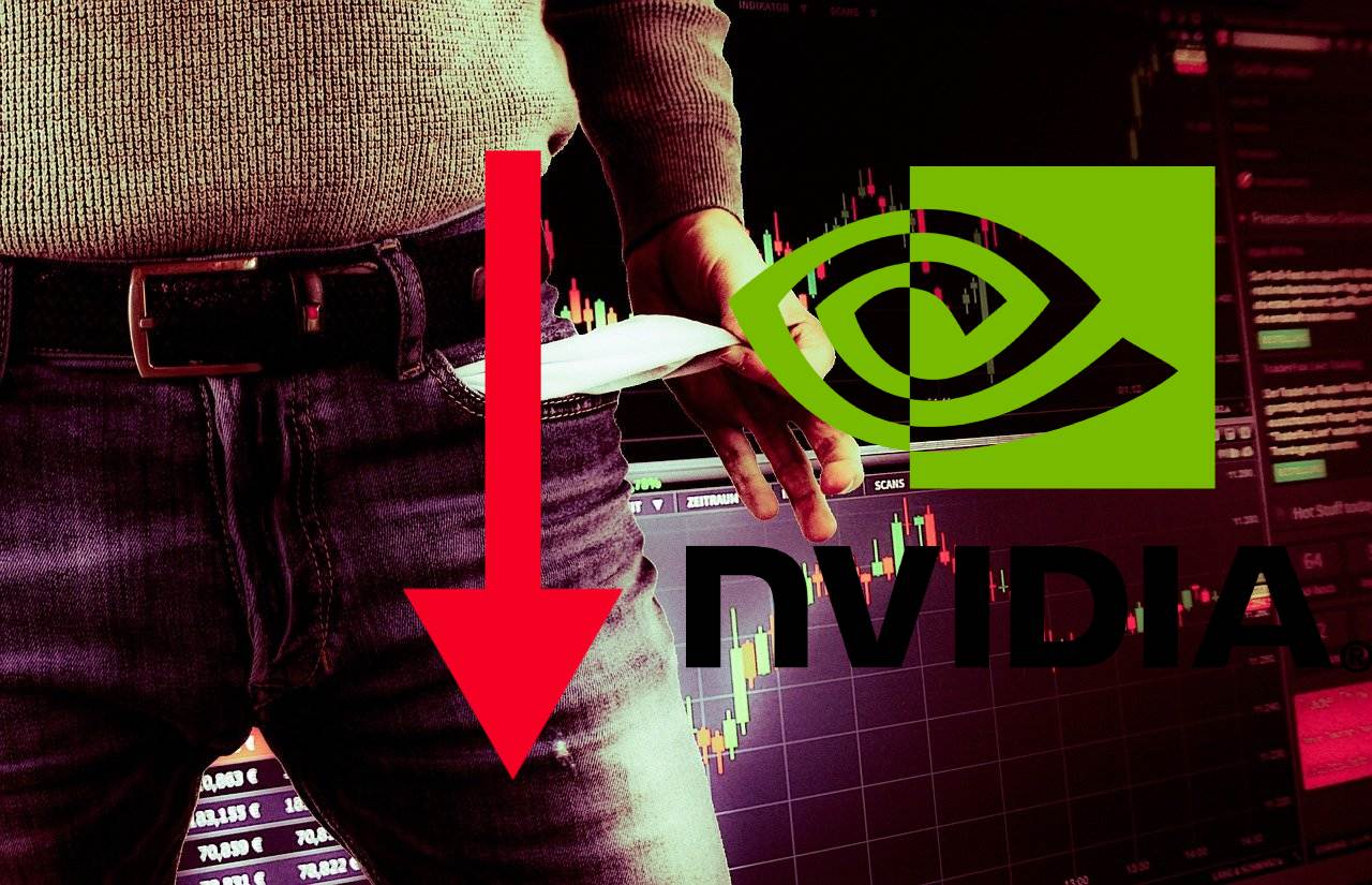 mercati che crollano e logo di Nvidia