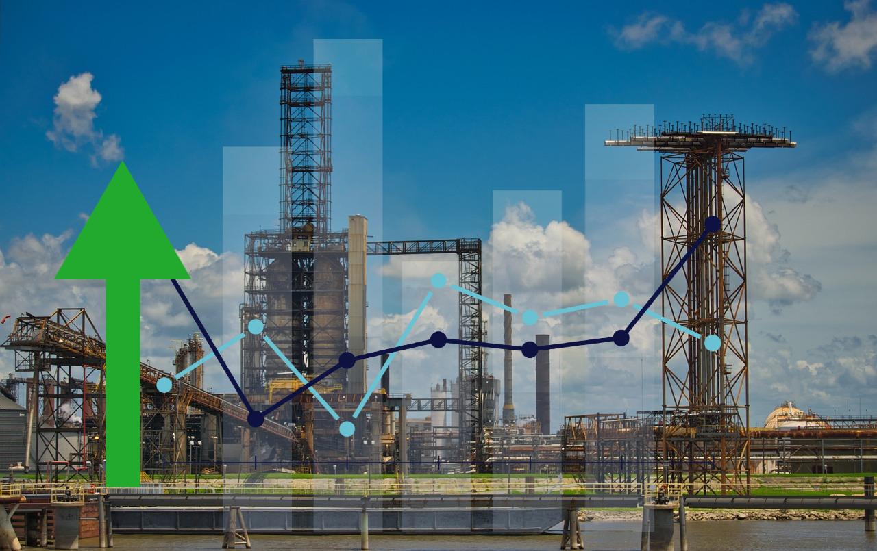 raffineria di petrolio e grafico