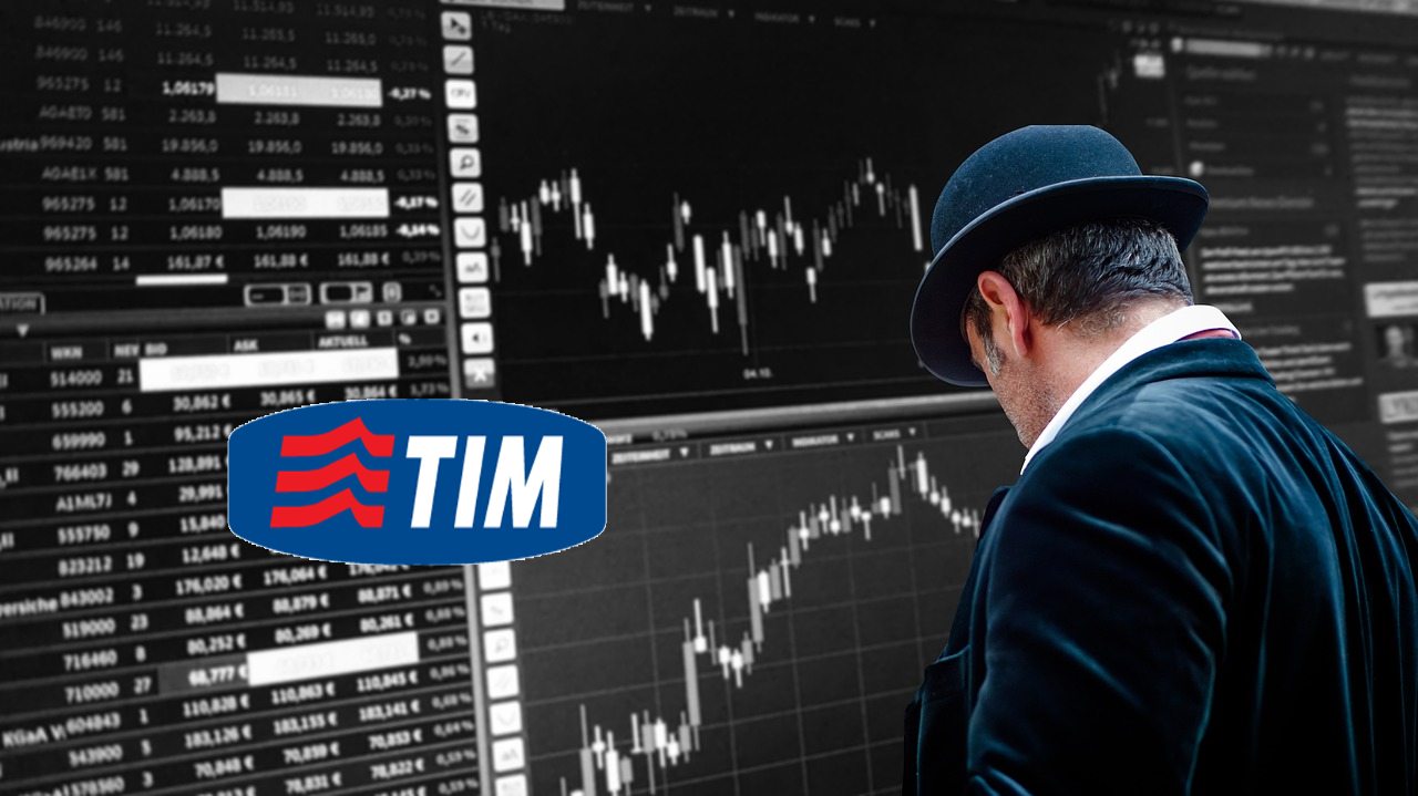 indici di borsa e logo di telecom italia