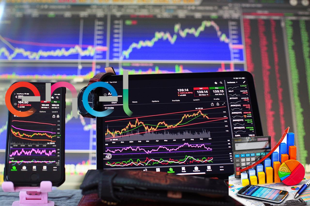 chart di trading con logo di Enel e grafici