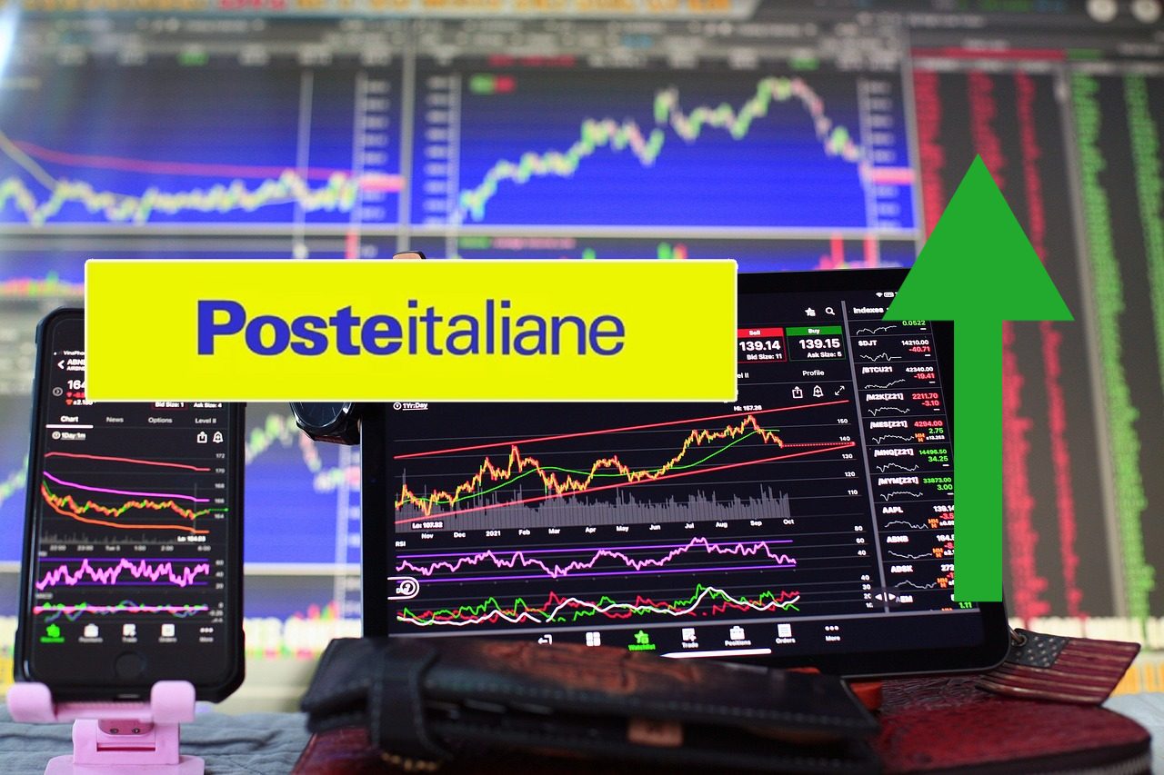 chart di trading e logo di Poste Italiane