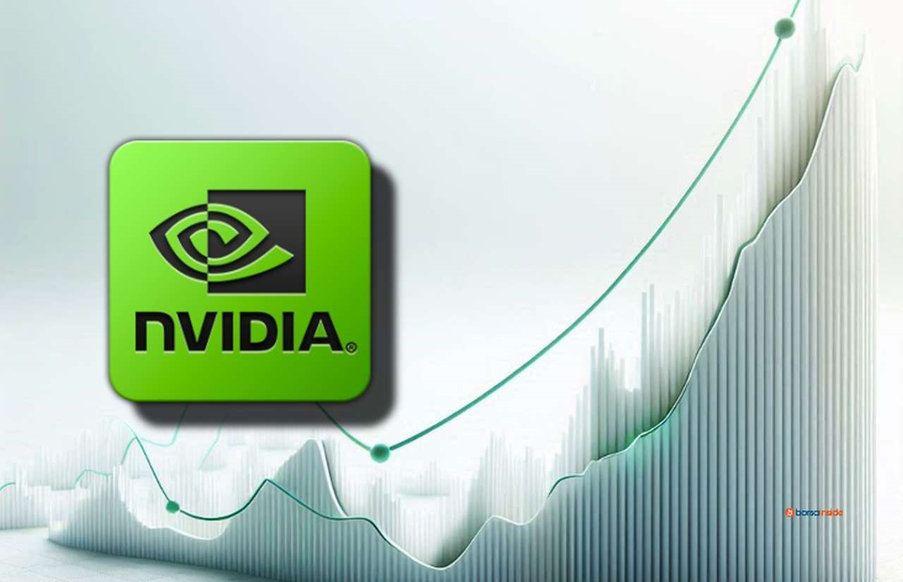 Il logo di Nvidia e un grafico a candele