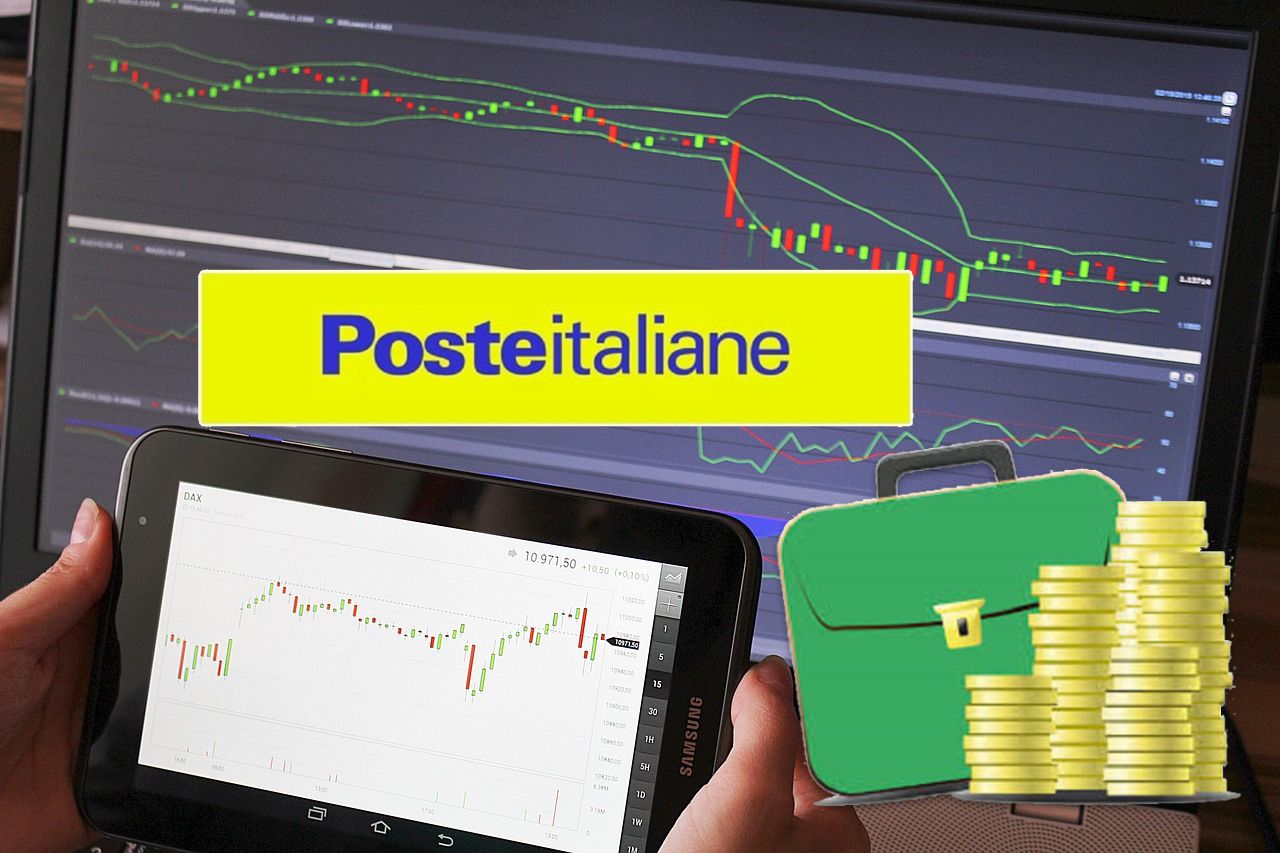 chart di trading e logo di Poste Italiane