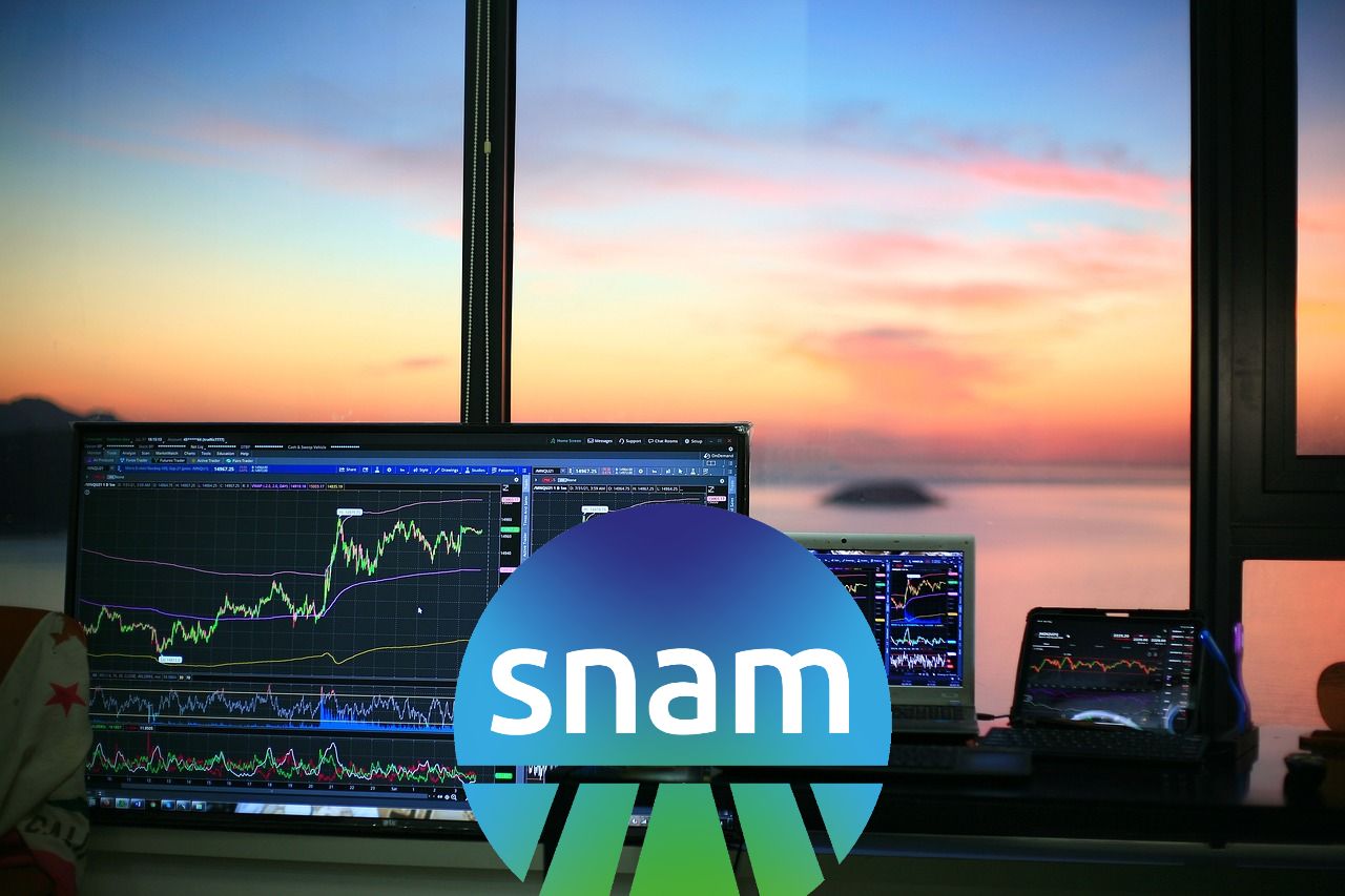 chart di trading e logo di Snam