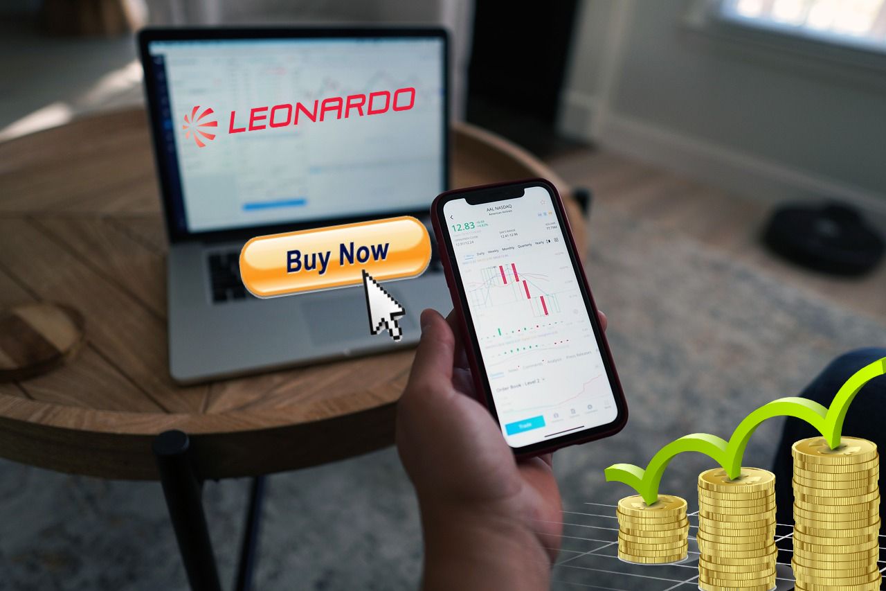 mobile trading con il logo di Leonardo