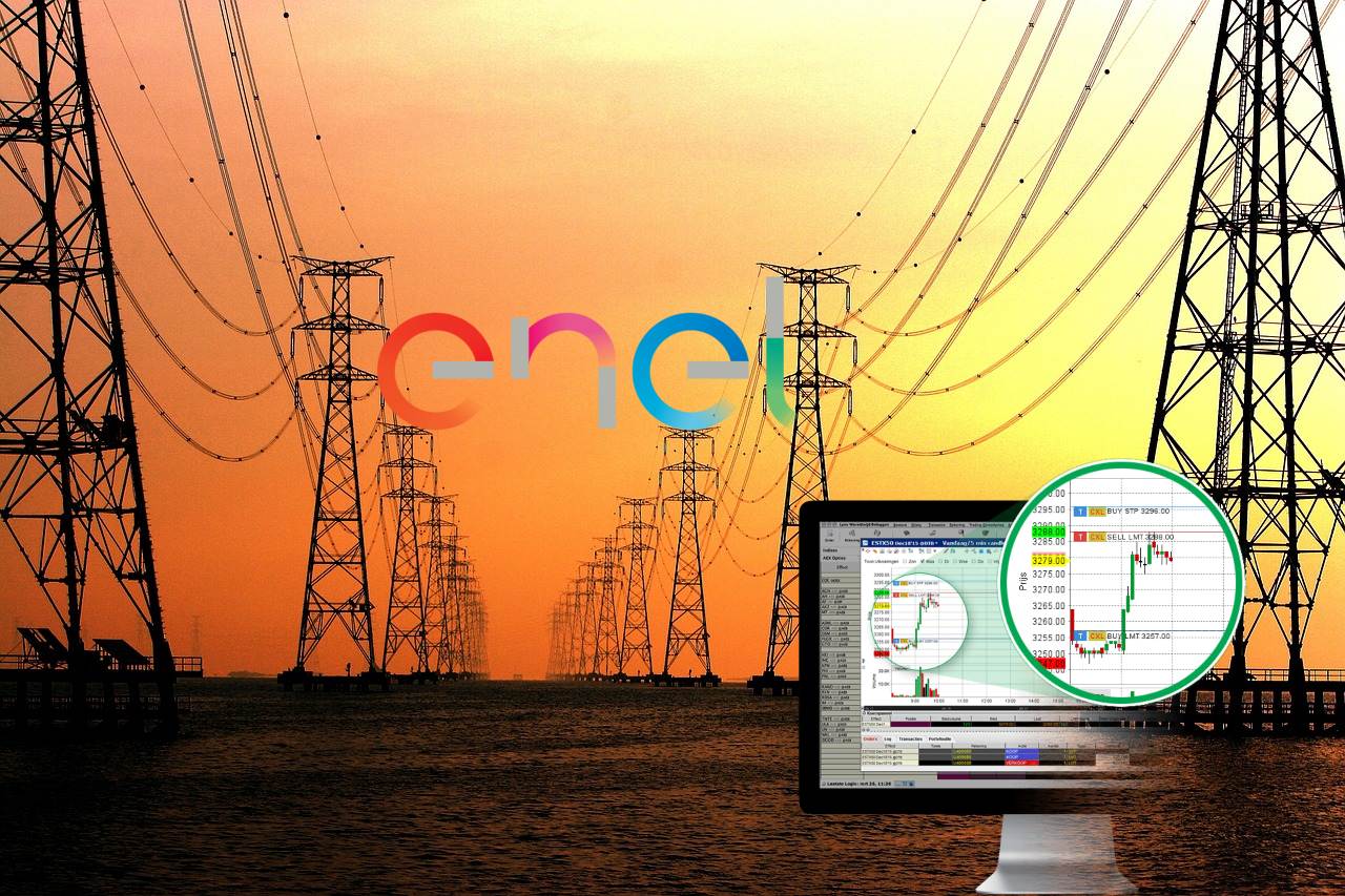 tralicci energia con logo di Enel