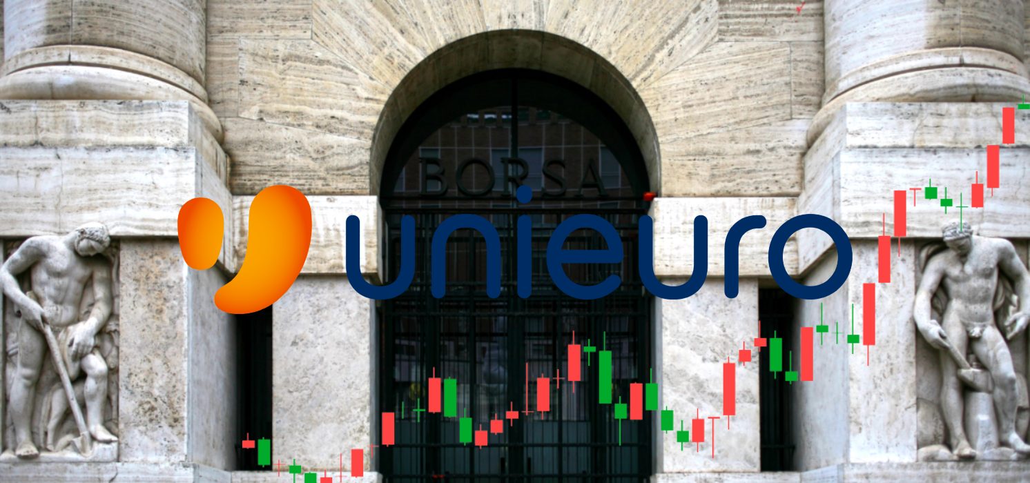 logo di Unieuro su ingresso Piazza Affari