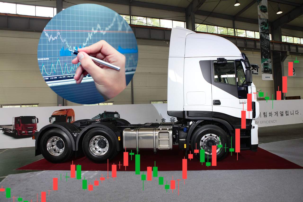 Camion con grafico di borsa