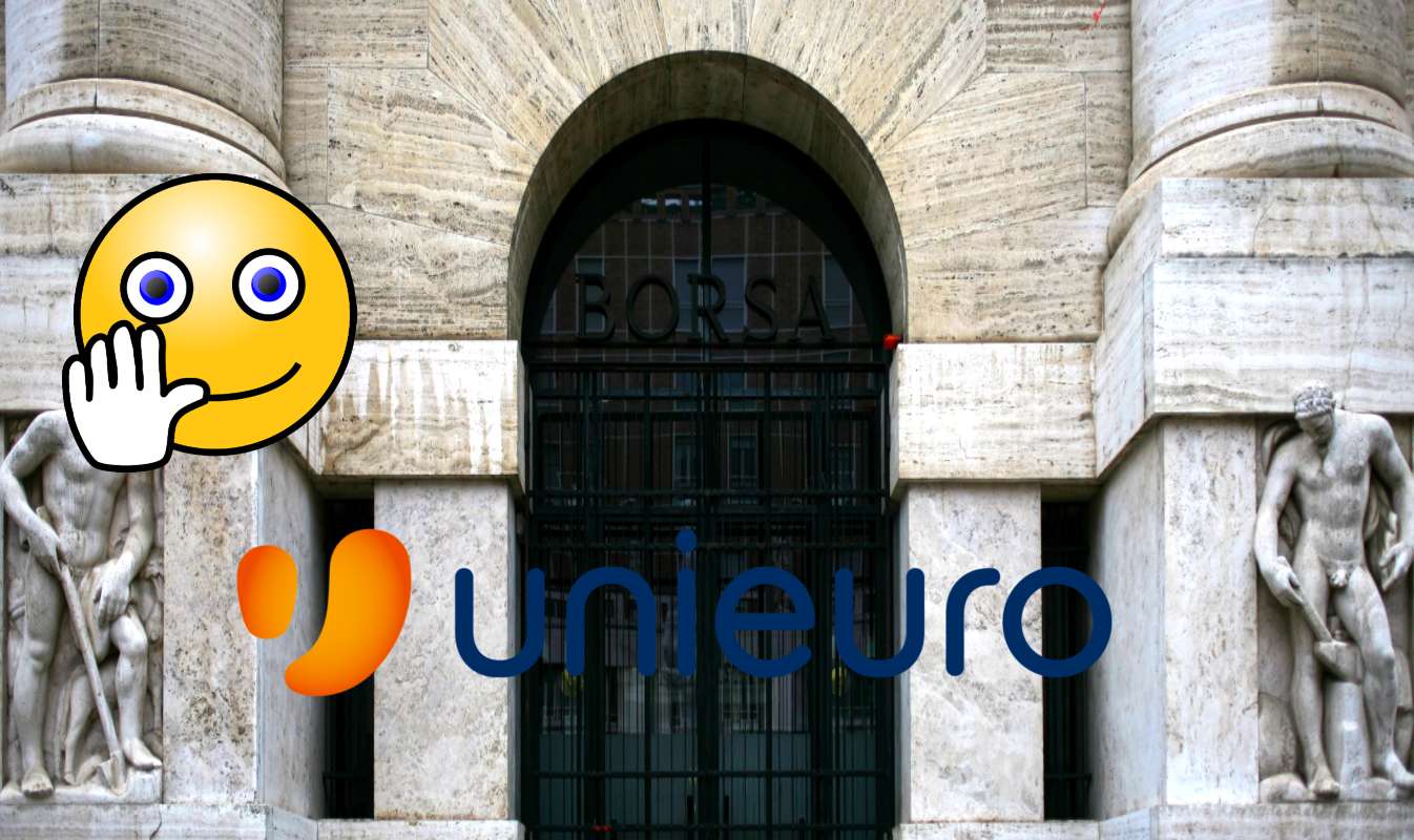 logo di Unieuro su ingresso Piazza Affari