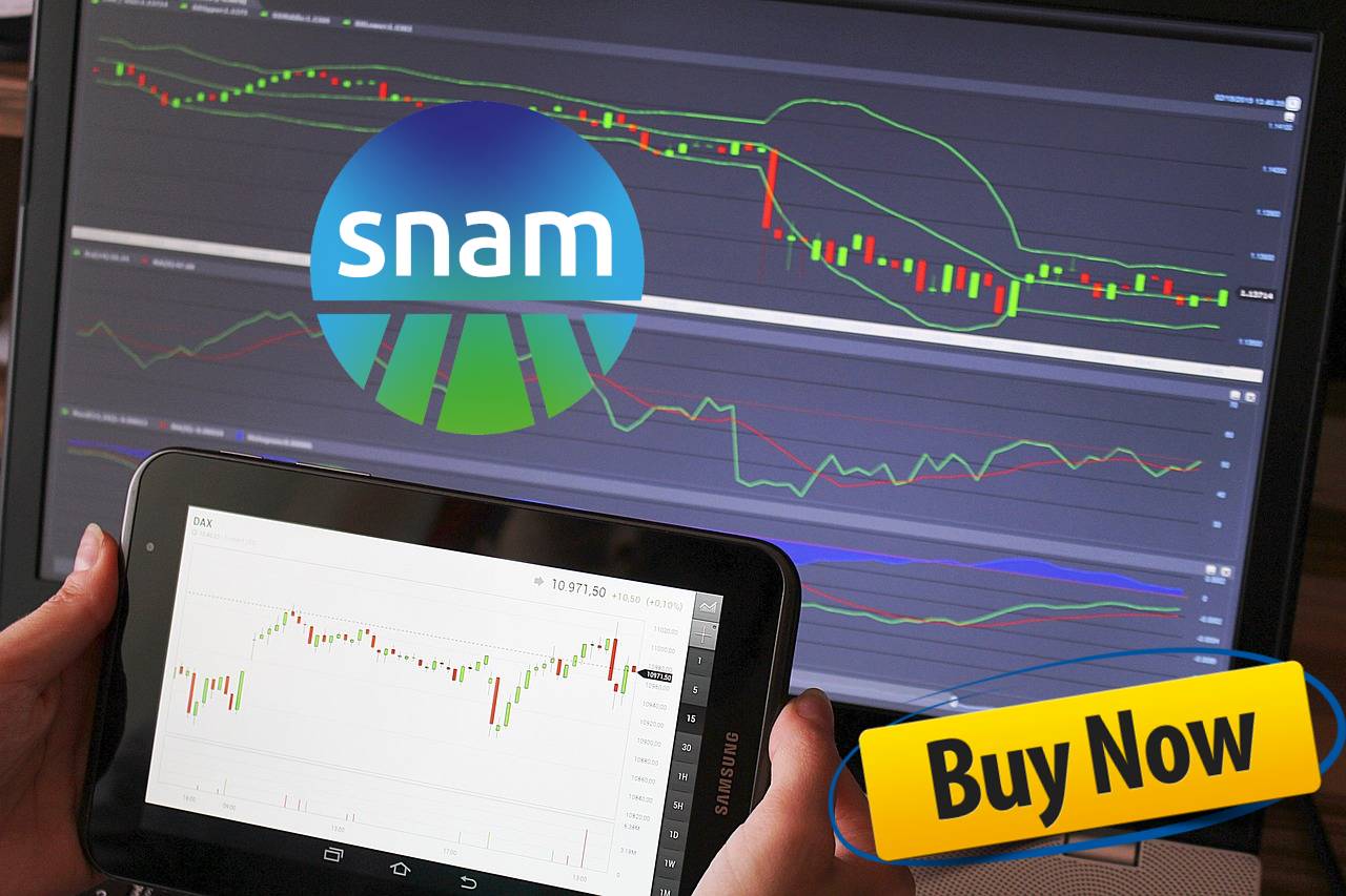 logo di Snam e chart di trading