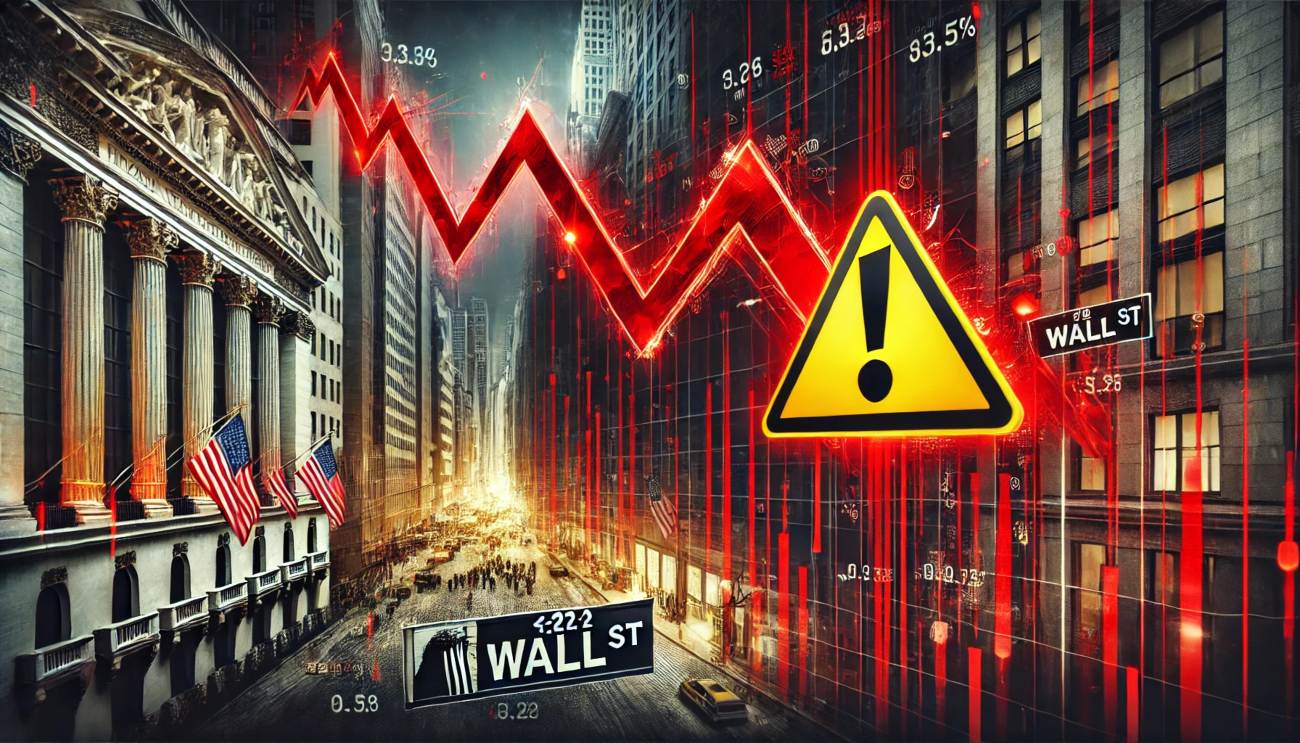 borsa di Wall Street che crolla e segnale di pericolo