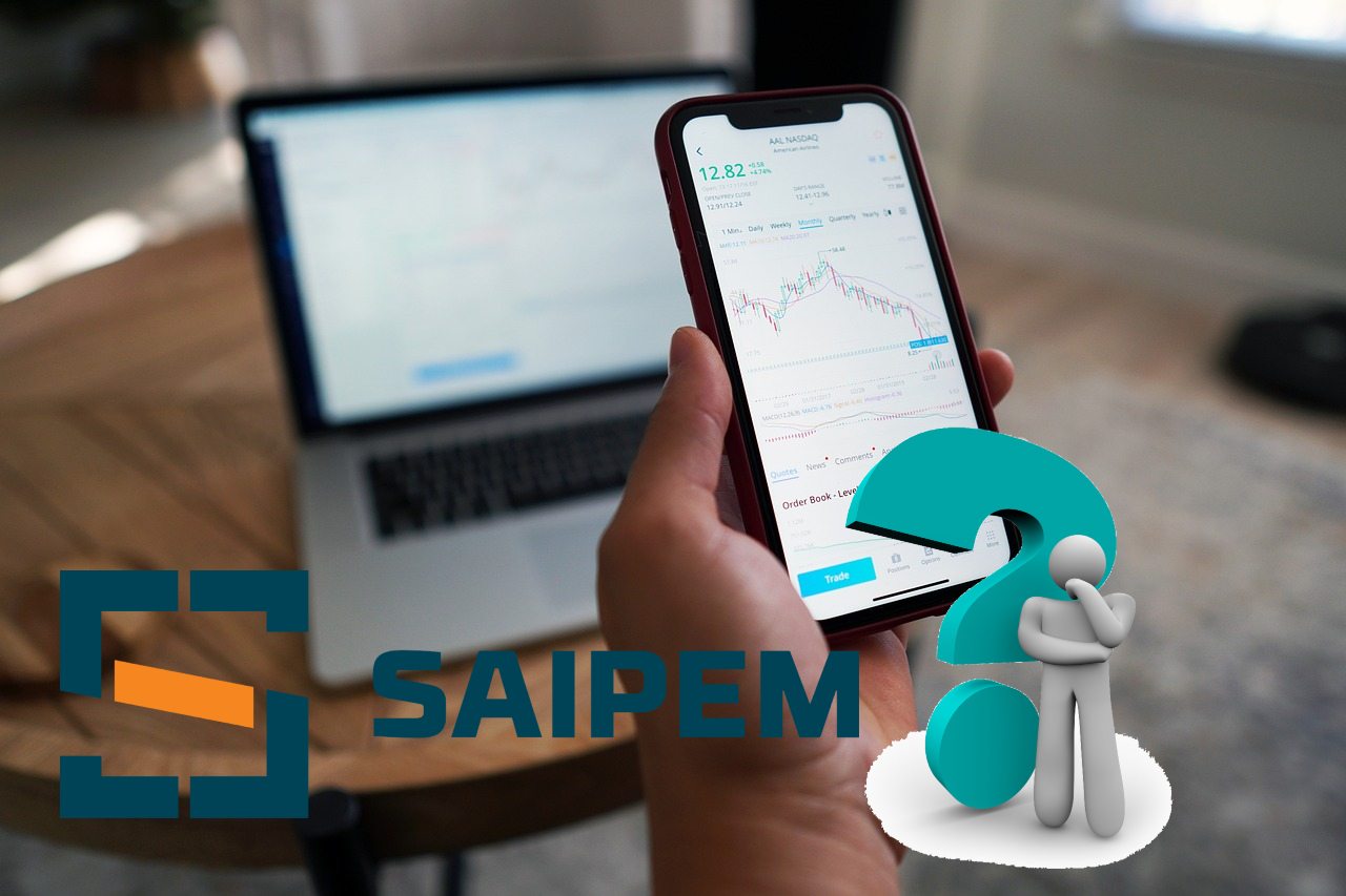 logo di Saipem e chart di trading