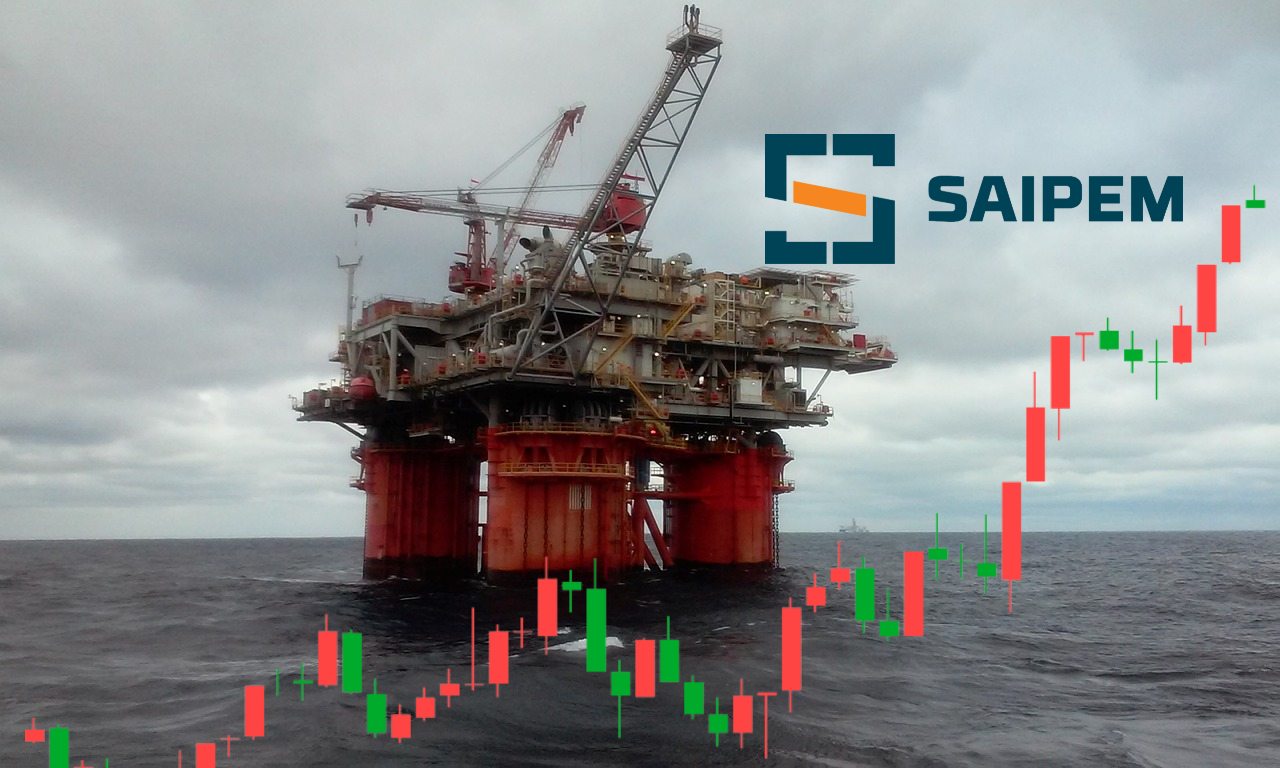 piattaforma petrolio e logo di Saipem