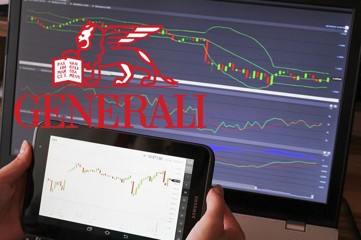 chart di trading e logo di Generali