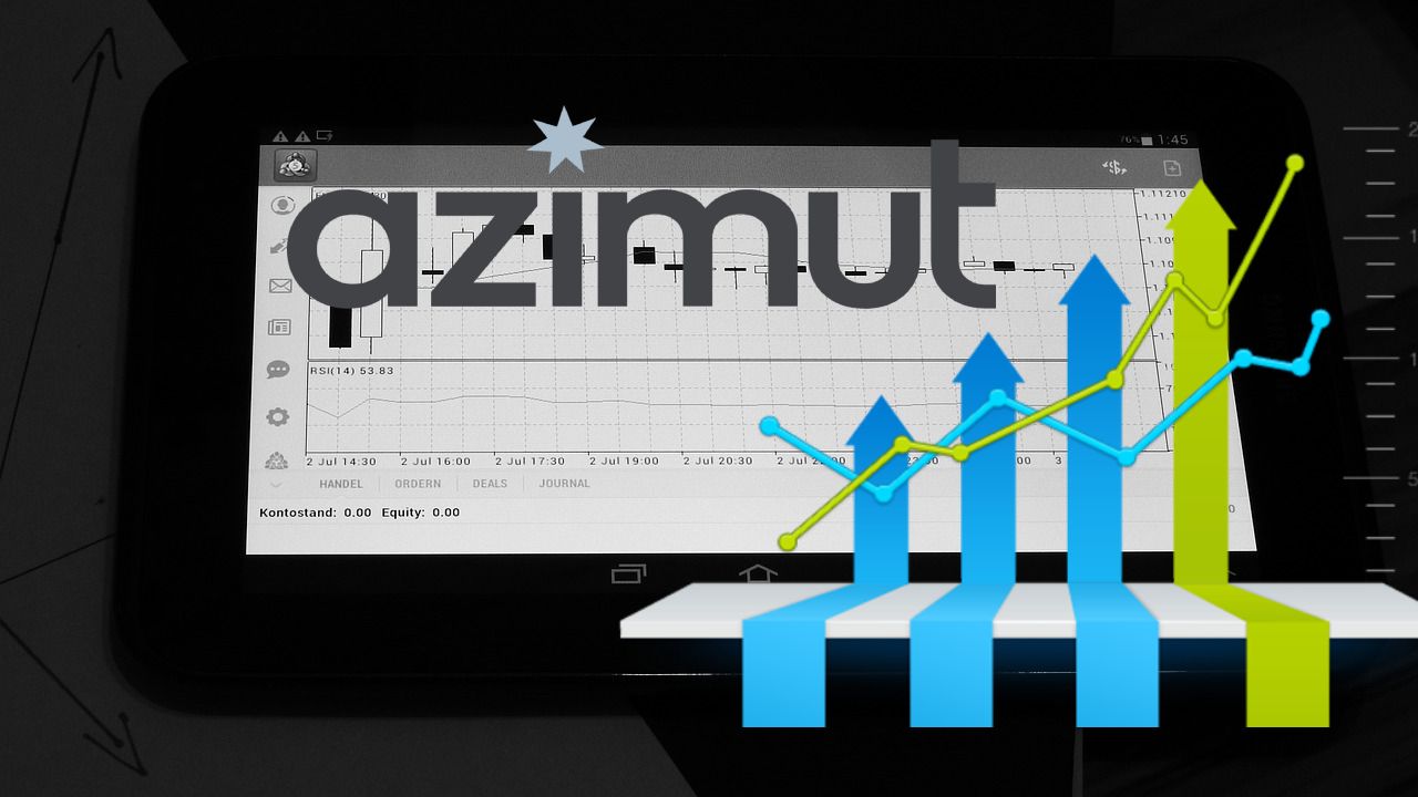 Logo di Azimut e chart di trading